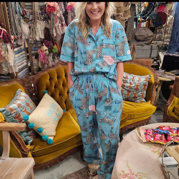 A Rare Bird Other - RB6 A Rare Bird Blue Zebra Print Pajamas